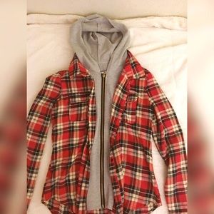 Red Flannel with attached hoodie