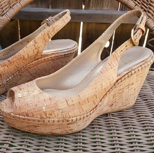 NWOT stuart weitzman cork slingbacks