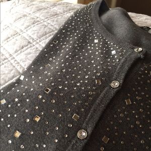 VIA MILANO  soft gray embellished cardigan