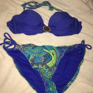 Blue tribal print bikini