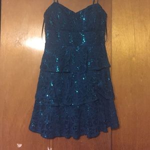 Blue floral sequenced dress