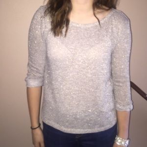 Sparkly grey 3/4 sleeve shirt