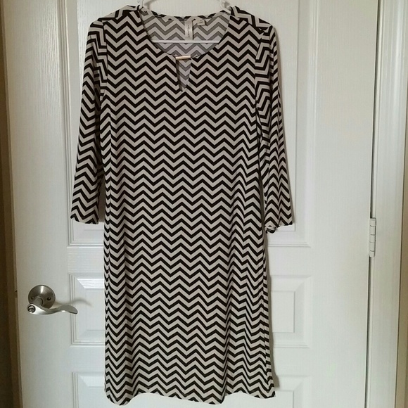 Black/Tan Chevron Print Dress