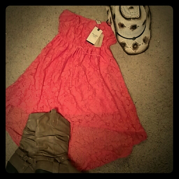 Hi low lace cotton dress