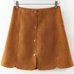 Suede scalloped skirt