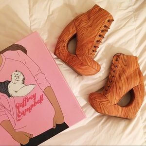 Jeffrey Campbell Roxie Wedge Wood Platform Boot