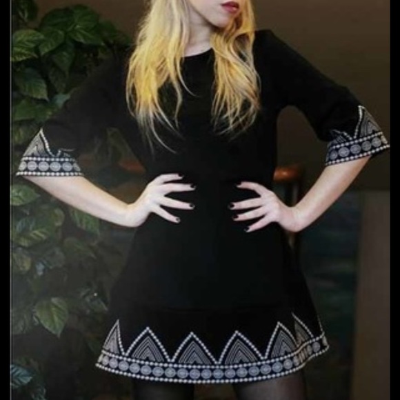 Black embroidered dress