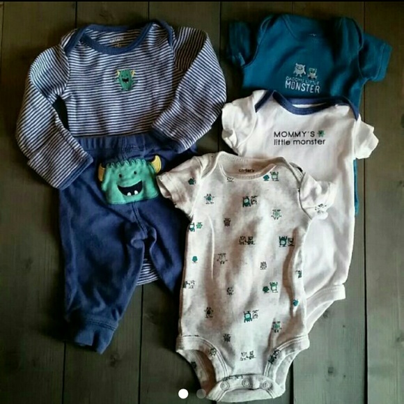 Carter's Baby Boy Newborn Monsters Onesie Bundle