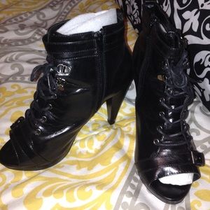Lace Up Peep Toe Booties