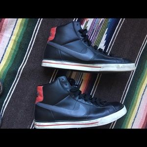 Men's Black Leather Hightops Basketball Shoes 13