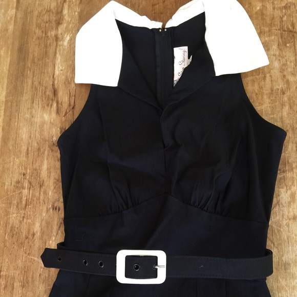 BLACK PIN UP DRESS WITH BELT