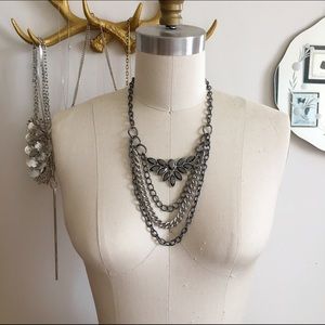 ❌SOLD❌ GunMetal & Silver Chain Statement Necklace