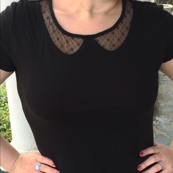 Black Peter Pan Collar Vera Wang Shirt Size M