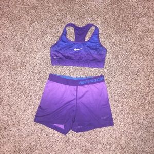 Nike pro combat shorts and sports bra