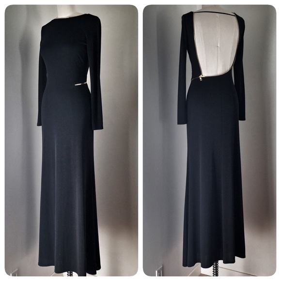 ❌SOLD❌ ABS Black Zipper Open Back Maxi Dress - Picture 2 of 4