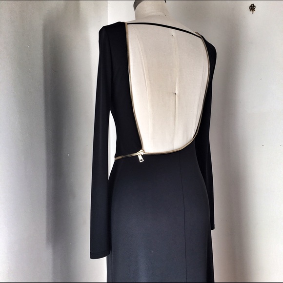 ❌SOLD❌ ABS Black Zipper Open Back Maxi Dress - Picture 4 of 4