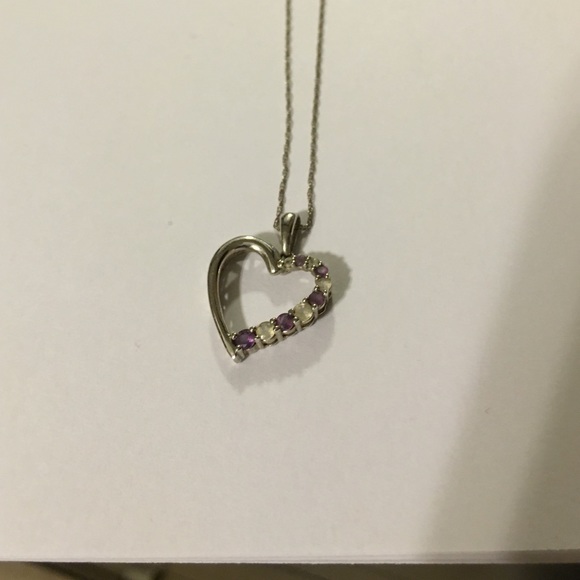 Purple and Silver Heart necklace