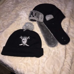 Oakland Raiders & Oakland Athletics trapper&beenie