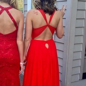 Rihanna inspired Red Prom Dress