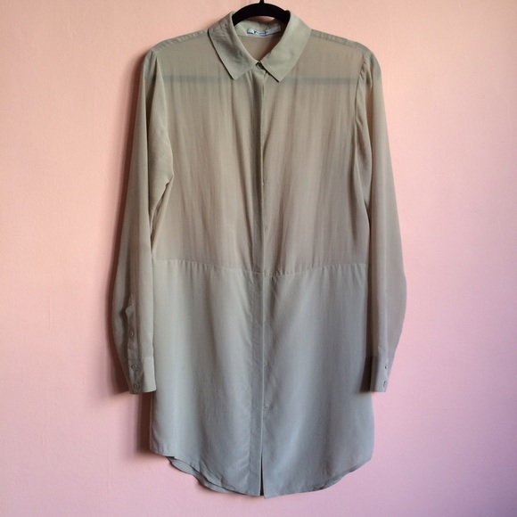 T by Alexander Wang Long Panel Silk Shirt Dress - Picture 2 of 4