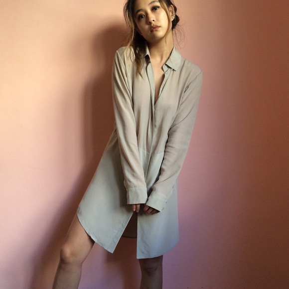 T by Alexander Wang Long Panel Silk Shirt Dress - Picture 4 of 4