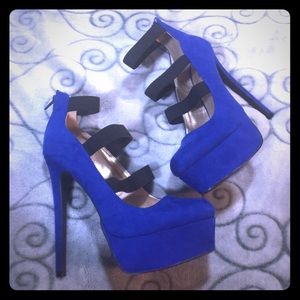 Royal Blue Suede High Heels