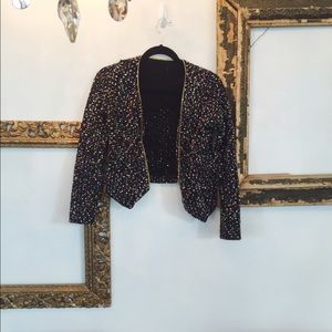 Colorful Cropped Tweed Blazer