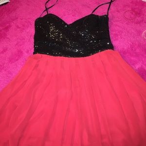 Red and Black Sequin Prom Dress