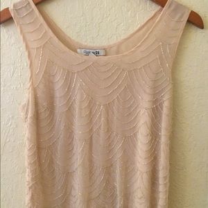 Pale baby pink tank with sequins