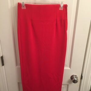 Coral red pencil skirt