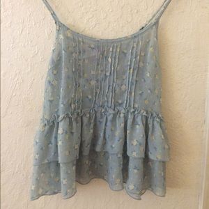 Pale blue and yellow floral tank top