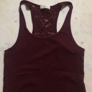 Abercrombie and Fitch maroon lace tank