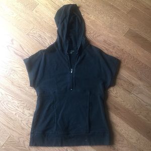 Black short sleeved hooded jacket