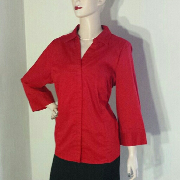 Like New! Fierce Red Long Sleeve Button Down sz 1x - Picture 2 of 3