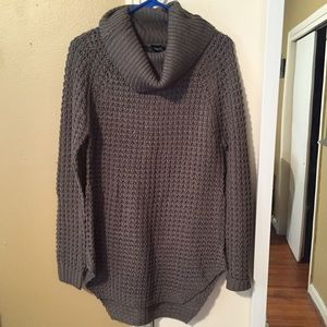 Cowl neck gray sweater