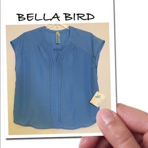 Bella Bird Blue Flower Sleeve Top (Sheer)