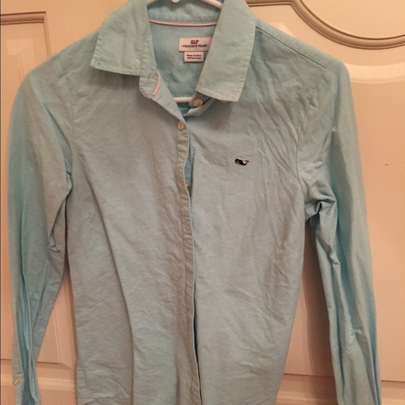 Aqua blue vineyard vines button up