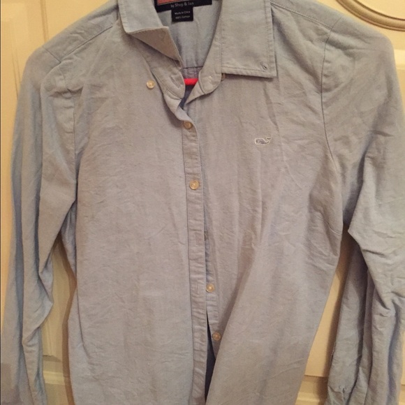 Solid blue vineyard vines button down