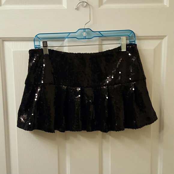 Black sequin mini skirt