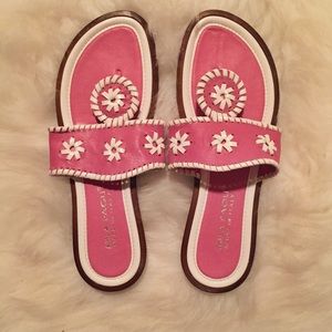 Jack Rogers inspired pink and white sandals