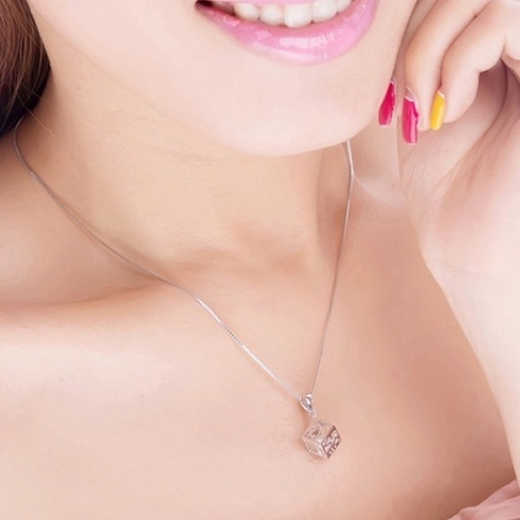 Floating Crystal 💙 Box Pendant 💎Necklace - Picture 3 of 4