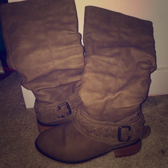 Calf High Boots With Braided Detail