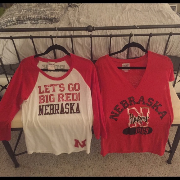 PINK Victoria's Secret Tops - VS PINK Nebraska Cornhuskers tees- 2 in size Large