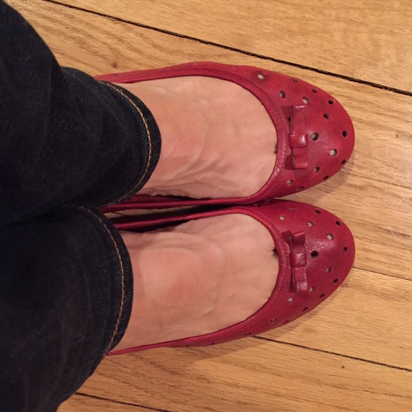 LOFT Red Leather Flats