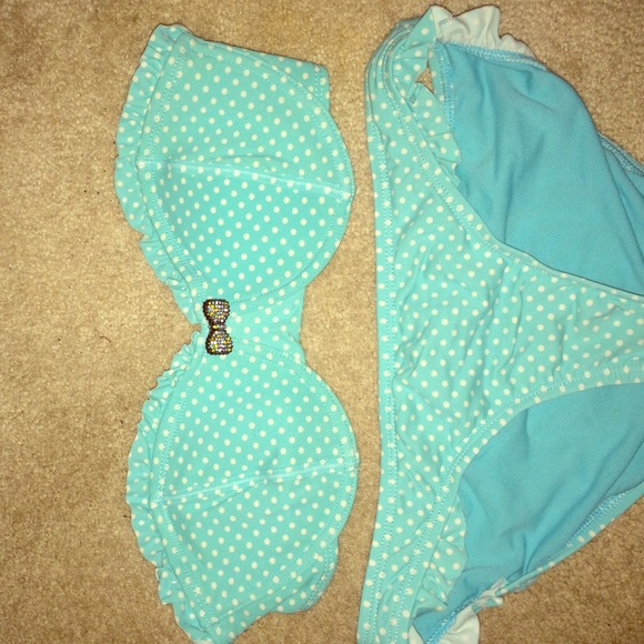 Light Blue Polka Dot Swimsuit - Picture 1 of 1