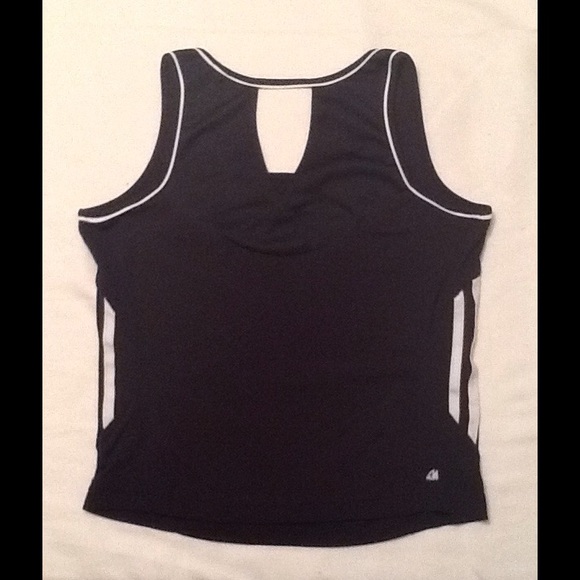Adidas Black and White Stripe Tank w/cutout - Picture 2 of 4