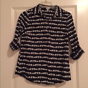 Elephant Print button down top
