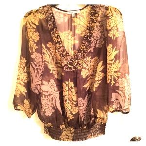 Floral Earth Tones Greens Blouse