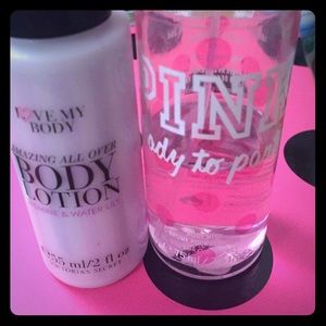 VS PINK body mist and body lotion