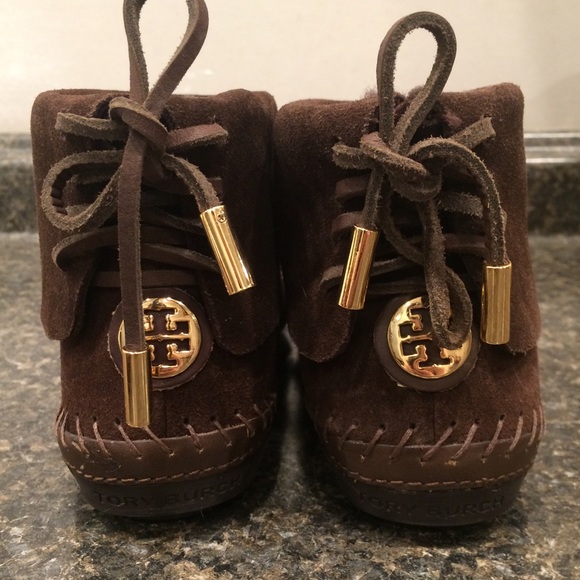 Tory burch boot booties brown leather 5 moccasin